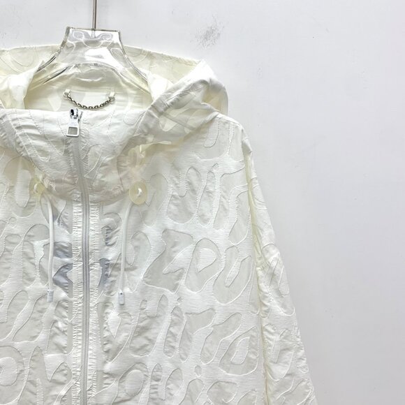 LV White Logo All-Over Print Hoodie Zip-Up Long Sleeve Jacket - Picture 3 of 8